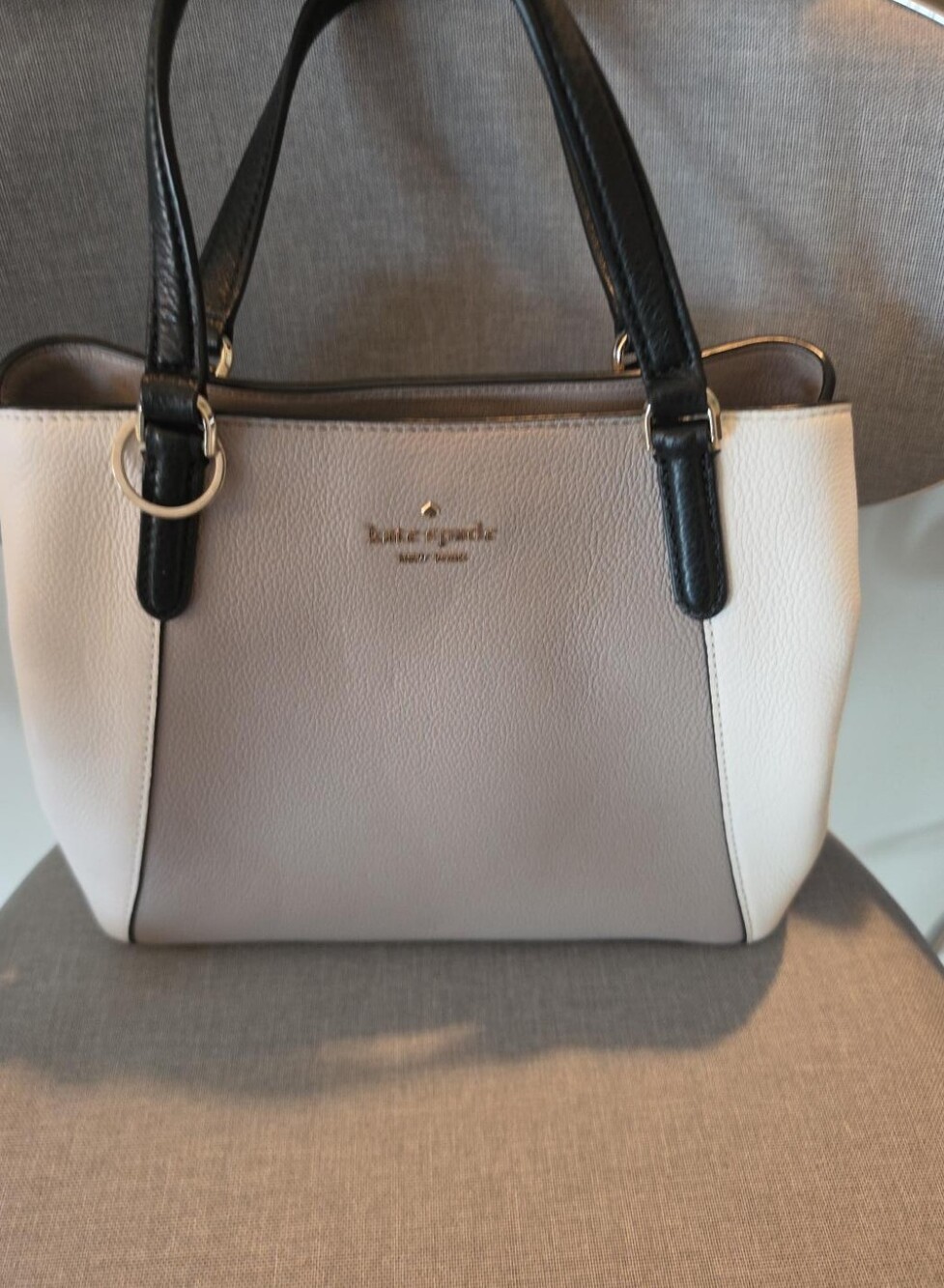 kate spade Two-Tone Pebbled Leather Shoulder Bag - Black, Cream, Taupe
